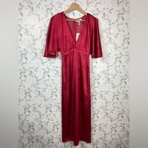 NWT Fe Noel x Target Palm Leaf Contrast Print Flutter Sleeve Maxi Dress